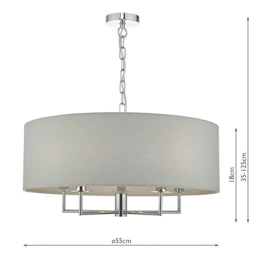 Dar Lighting JAM0539 Jamelia 5lt Pendant Polished Chrome & Grey - 35173