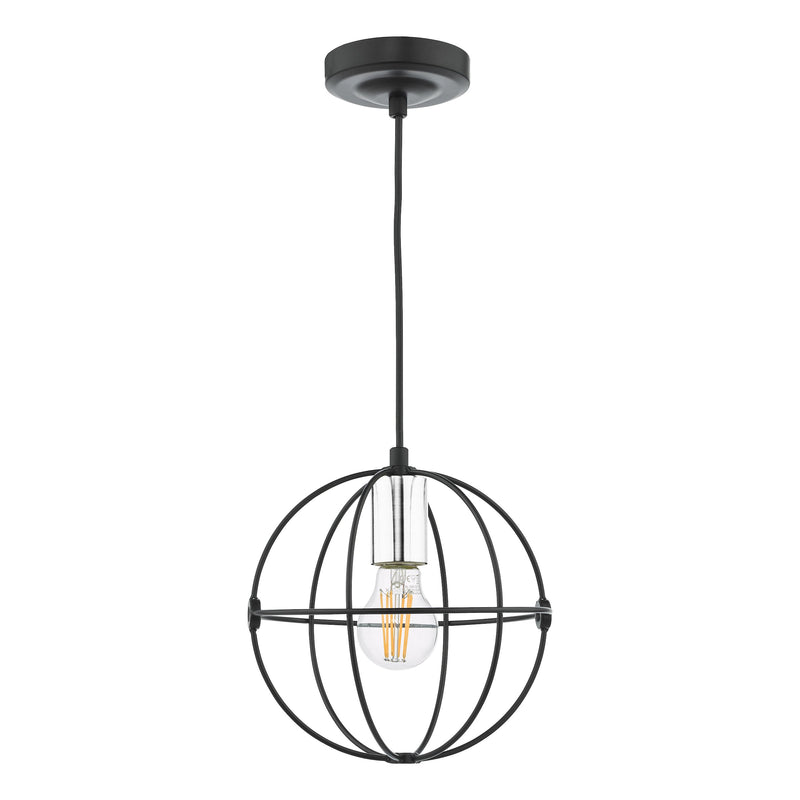 Load image into Gallery viewer, Dar Lighting JAV0150 Javari 1 Light Pendant Matt Black/Polished Chrome - 37140
