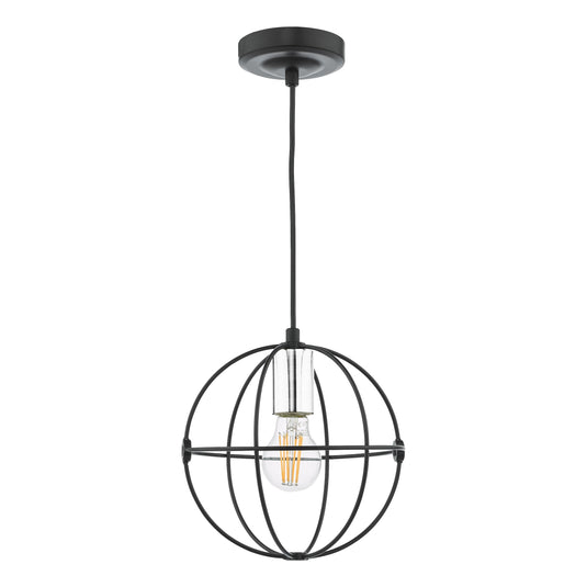 Dar Lighting JAV0150 Javari 1 Light Pendant Matt Black/Polished Chrome - 37140