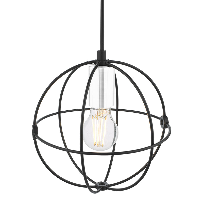 Load image into Gallery viewer, Dar Lighting JAV0150 Javari 1 Light Pendant Matt Black/Polished Chrome - 37140
