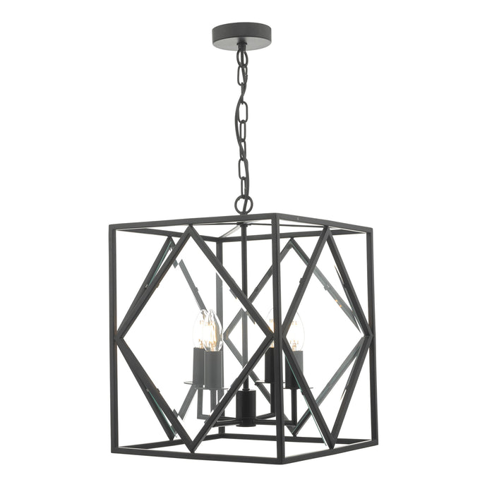 Dar Lighting JEP0422 Jepsen 4lt Lantern Black & Bevelled Edge Glass - 24156