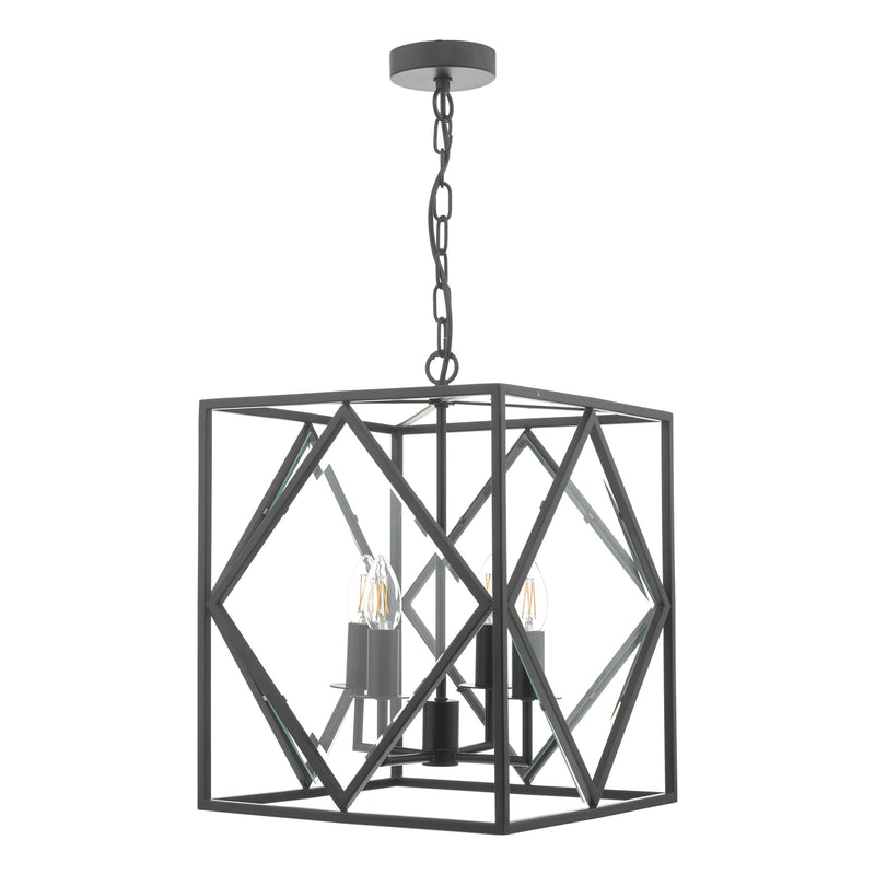 Load image into Gallery viewer, Dar Lighting JEP0422 Jepsen 4lt Lantern Black &amp; Bevelled Edge Glass - 24156
