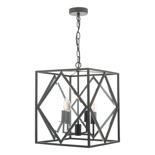 Dar Lighting JEP0422 Jepsen 4lt Lantern Black & Bevelled Edge Glass - 24156