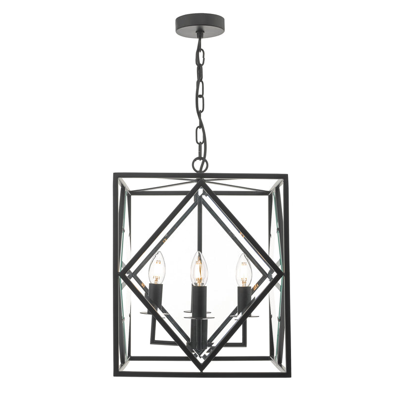 Load image into Gallery viewer, Dar Lighting JEP0422 Jepsen 4lt Lantern Black &amp; Bevelled Edge Glass - 24156
