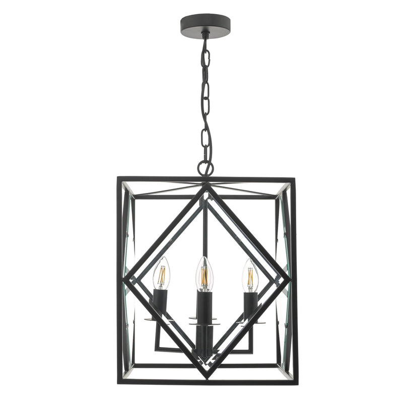 Load image into Gallery viewer, Dar Lighting JEP0422 Jepsen 4lt Lantern Black &amp; Bevelled Edge Glass - 24156
