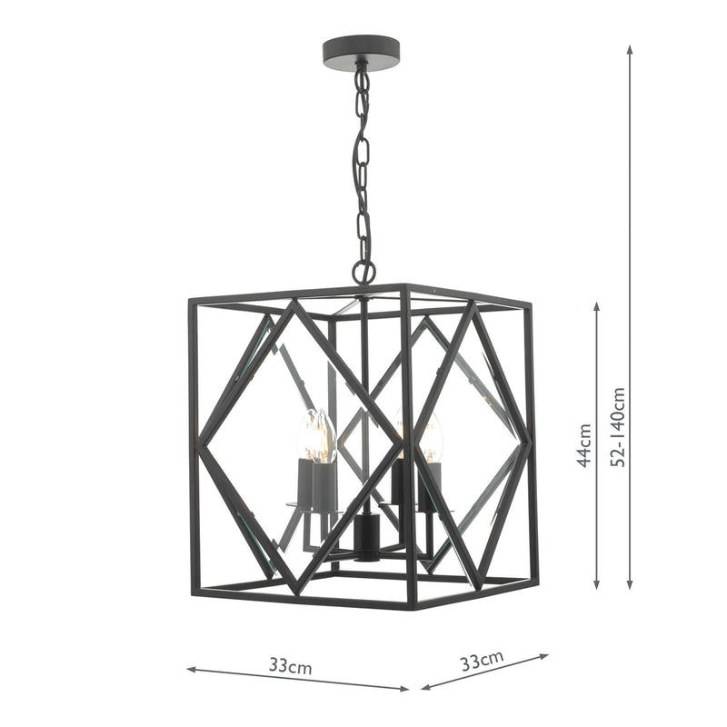Load image into Gallery viewer, Dar Lighting JEP0422 Jepsen 4lt Lantern Black &amp; Bevelled Edge Glass - 24156
