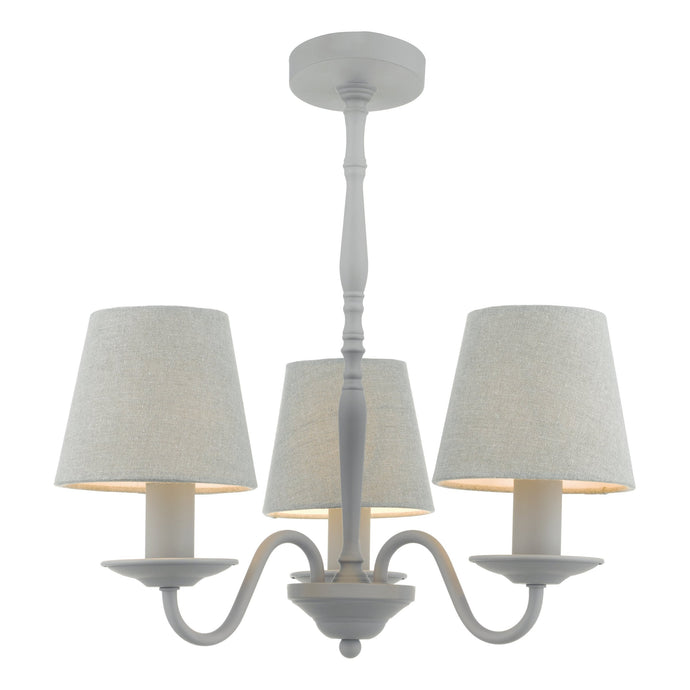 Dar Lighting JOA0339 Joanna 3lt Pendant Grey C/W Grey Shades - 35183