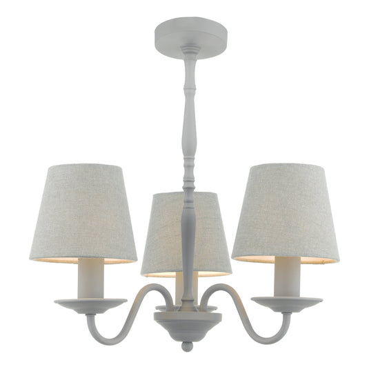 Dar Lighting JOA0339 Joanna 3lt Pendant Grey C/W Grey Shades - 35183