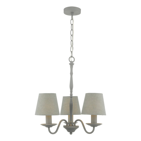 Dar Lighting JOA0339 Joanna 3lt Pendant Grey C/W Grey Shades - 35183