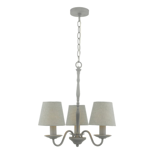 Dar Lighting JOA0339 Joanna 3lt Pendant Grey C/W Grey Shades - 35183