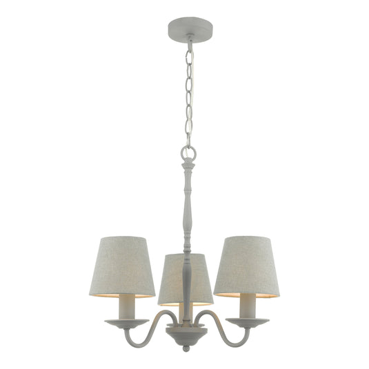 Dar Lighting JOA0339 Joanna 3lt Pendant Grey C/W Grey Shades - 35183