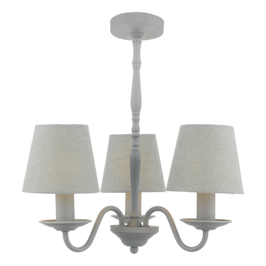 Dar Lighting JOA0339 Joanna 3lt Pendant Grey C/W Grey Shades - 35183