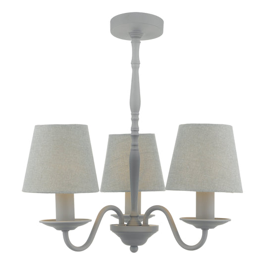 Dar Lighting JOA0339 Joanna 3lt Pendant Grey C/W Grey Shades - 35183
