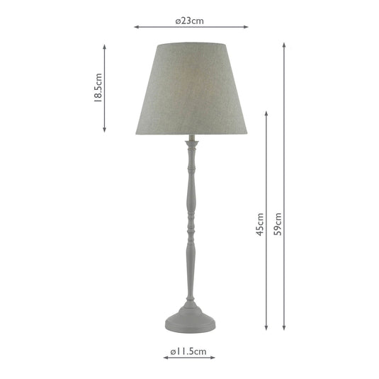 Dar Lighting JOA4239 Joanna Table Lamp Grey complete with Shade - 21868