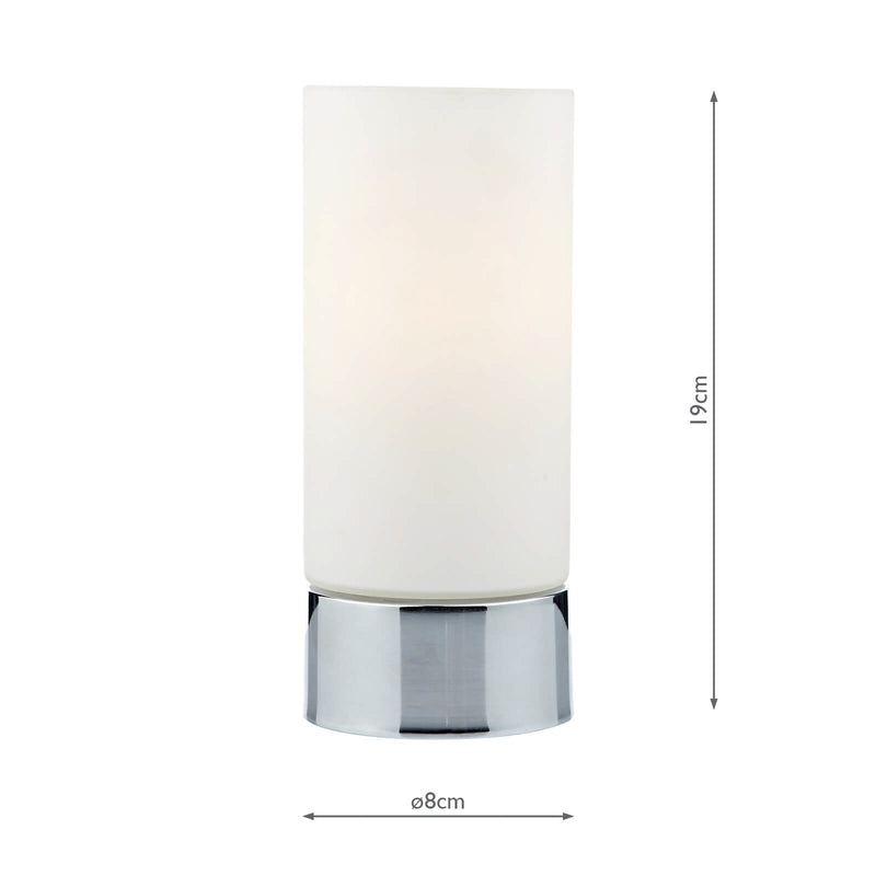 Load image into Gallery viewer, Dar Lighting JOT4050 Jot Touch Table Lamp Polished Chrome complete with Glass Shade - 20084
