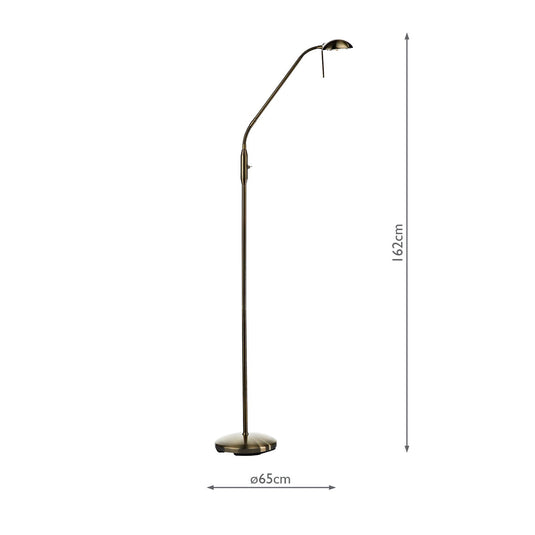 Dar Lighting JOU5575 Journal Floor Task Lamp Antique Brass - 8585