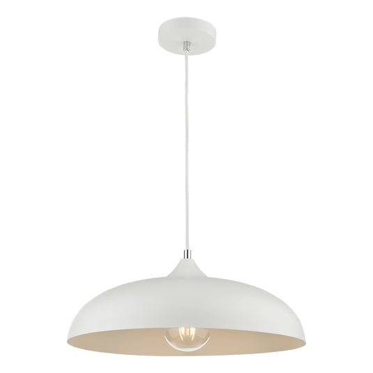 Dar Lighting KAE012 Kaelan 1 Light Single Pendant White - 37142