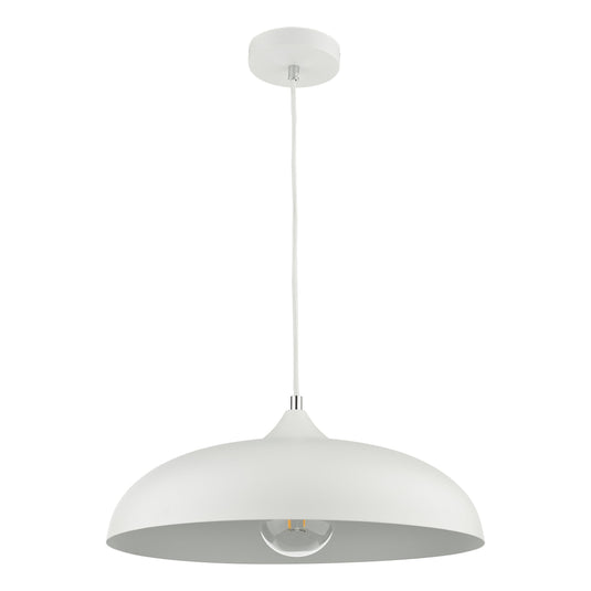 Dar Lighting KAE012 Kaelan 1 Light Single Pendant White - 37142