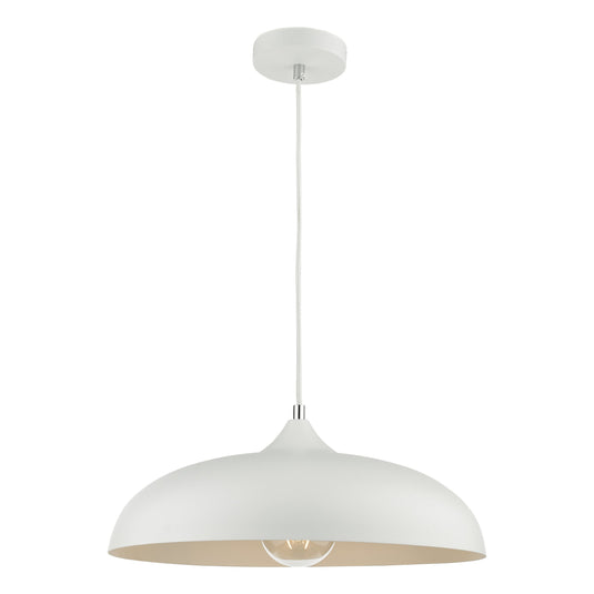 Dar Lighting KAE012 Kaelan 1 Light Single Pendant White - 37142