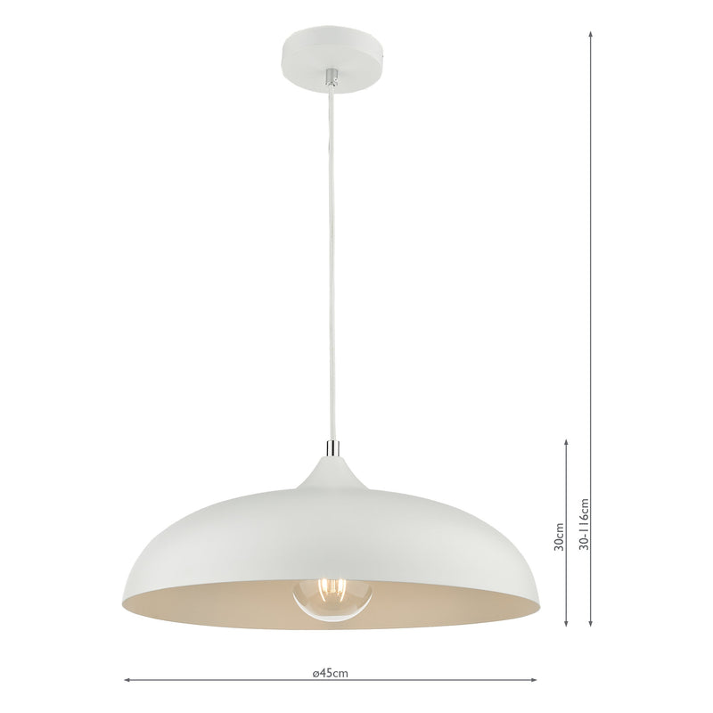 Load image into Gallery viewer, Dar Lighting KAE012 Kaelan 1 Light Single Pendant White - 37142
