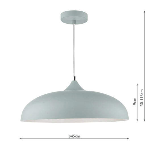 Dar Lighting KAE0139 Kaelan 1 Light Pendant Soft Matt Grey - 37146