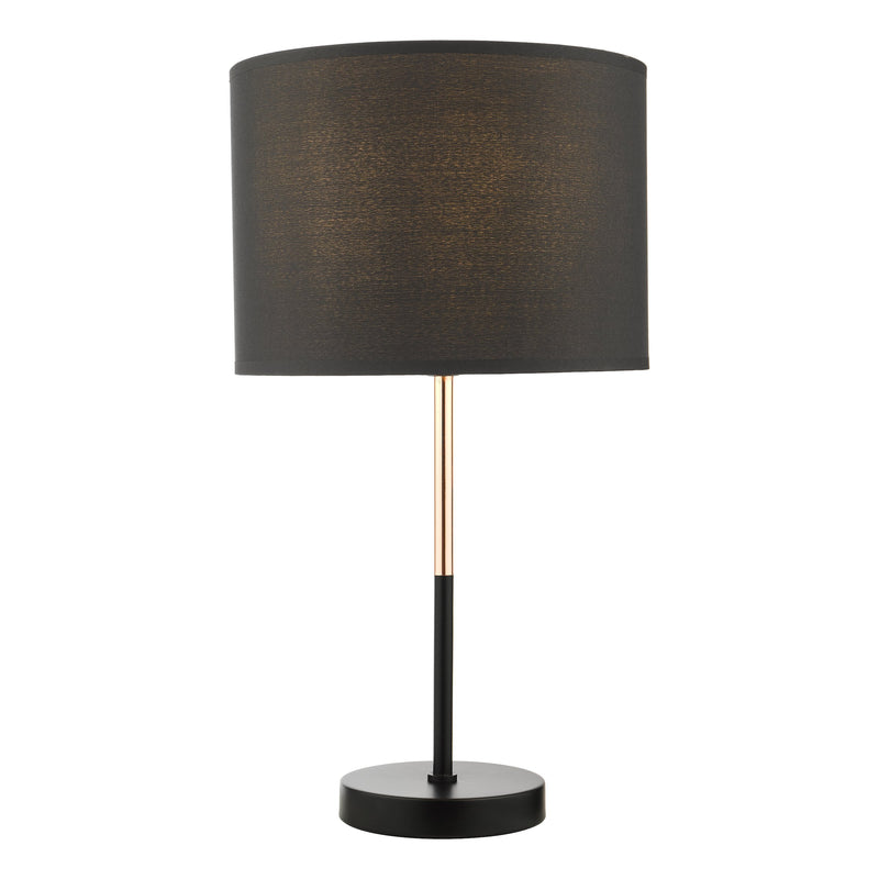 Load image into Gallery viewer, Dar Lighting KEL4264 Kelso 1 Light Table Lamp Matt Black Polished Copper With Shade - 37149
