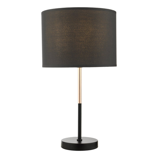 Dar Lighting KEL4264 Kelso 1 Light Table Lamp Matt Black Polished Copper With Shade - 37149