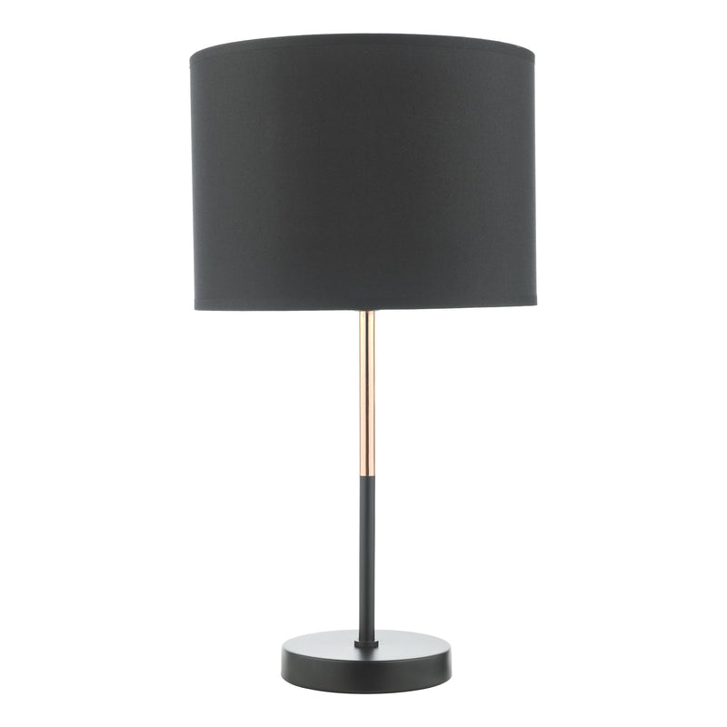 Load image into Gallery viewer, Dar Lighting KEL4264 Kelso 1 Light Table Lamp Matt Black Polished Copper With Shade - 37149
