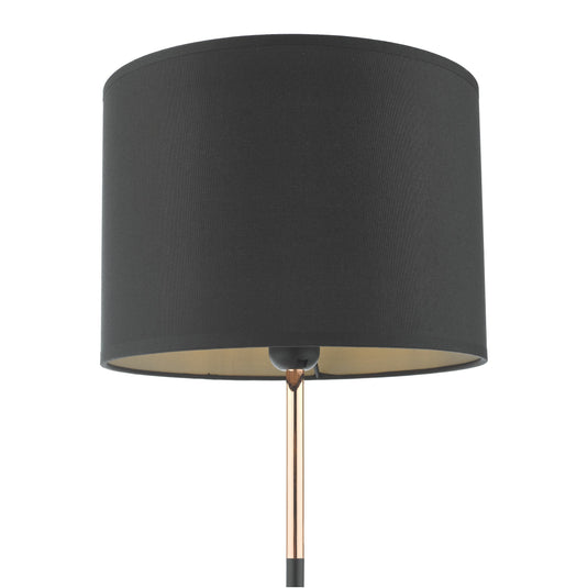 Dar Lighting KEL4264 Kelso 1 Light Table Lamp Matt Black Polished Copper With Shade - 37149