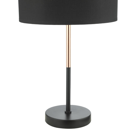 Dar Lighting KEL4264 Kelso 1 Light Table Lamp Matt Black Polished Copper With Shade - 37149