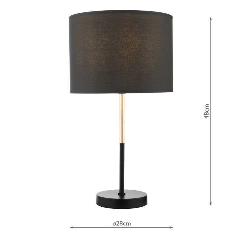Load image into Gallery viewer, Dar Lighting KEL4264 Kelso 1 Light Table Lamp Matt Black Polished Copper With Shade - 37149
