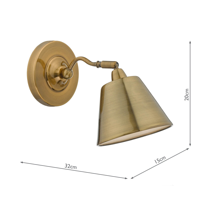 Load image into Gallery viewer, Dar Lighting KEM0775 Kempten Wall Light Antique Brass - 35191

