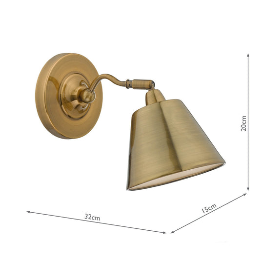 Dar Lighting KEM0775 Kempten Wall Light Antique Brass - 35191