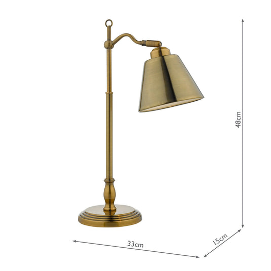 Dar Lighting KEM4175 Kempten Task Lamp Antique Brass - 35192