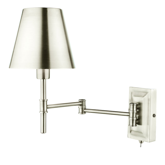 Dar Lighting KEN0738 Kensington 1 Light Swing Arm Wall Light Polished Nickel - 36948
