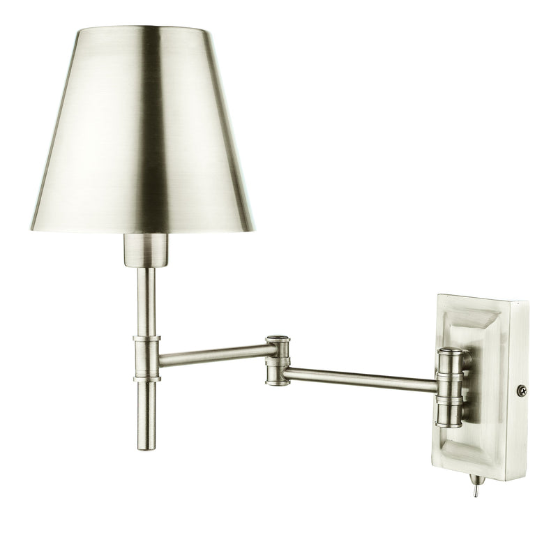 Load image into Gallery viewer, Dar Lighting KEN0738 Kensington 1 Light Swing Arm Wall Light Polished Nickel - 36948
