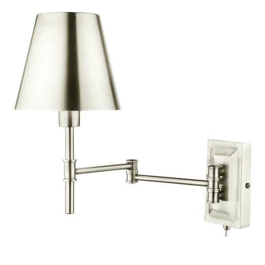 Dar Lighting KEN0738 Kensington 1 Light Swing Arm Wall Light Polished Nickel - 36948