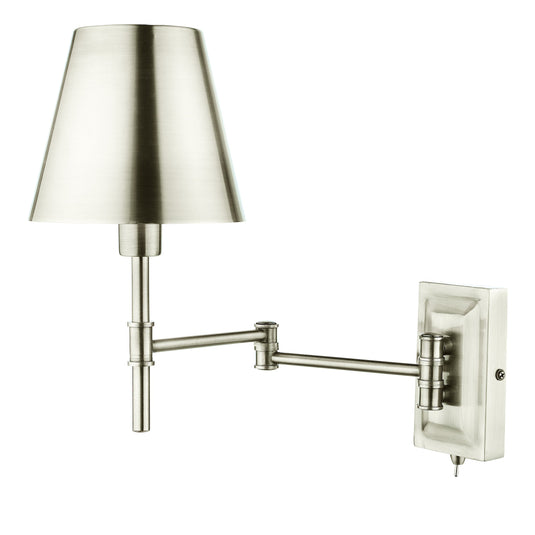 Dar Lighting KEN0738 Kensington 1 Light Swing Arm Wall Light Polished Nickel - 36948
