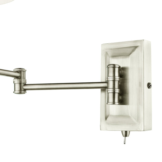 Dar Lighting KEN0738 Kensington 1 Light Swing Arm Wall Light Polished Nickel - 36948