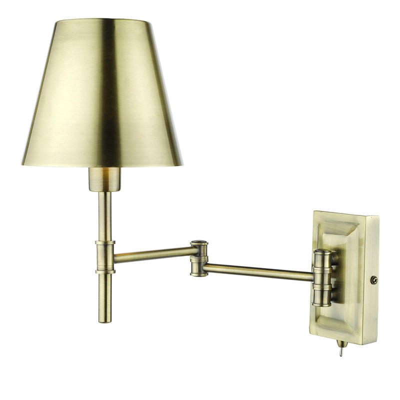 Load image into Gallery viewer, Dar Lighting KEN0775 Kensington 1 Light Swing Arm Wall Light Antique Brass - 36949
