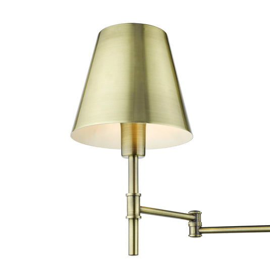 Dar Lighting KEN0775 Kensington 1 Light Swing Arm Wall Light Antique Brass - 36949