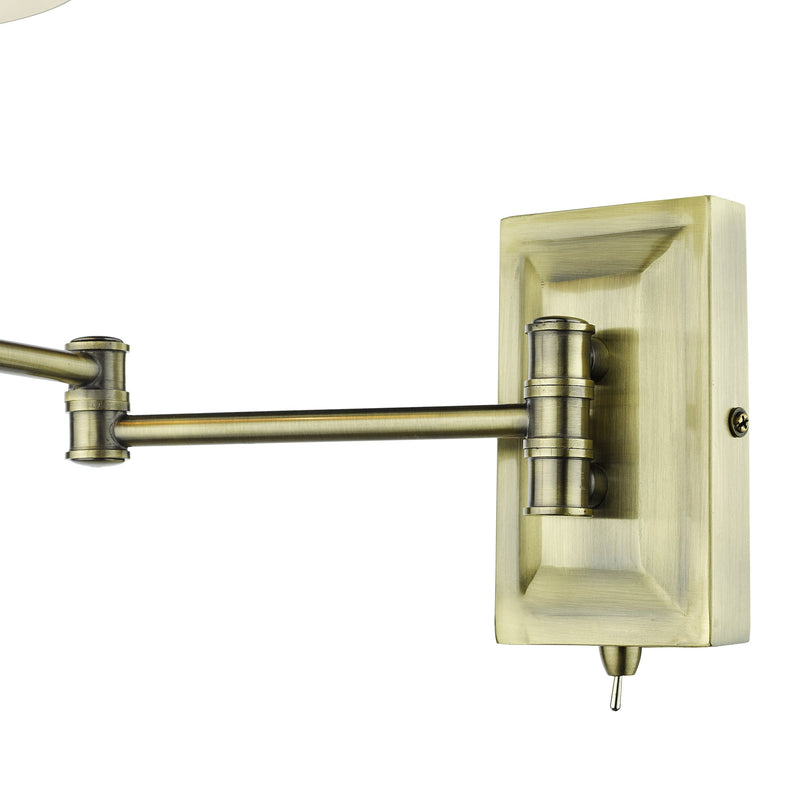Load image into Gallery viewer, Dar Lighting KEN0775 Kensington 1 Light Swing Arm Wall Light Antique Brass - 36949
