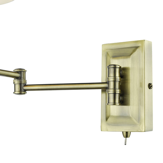 Dar Lighting KEN0775 Kensington 1 Light Swing Arm Wall Light Antique Brass - 36949