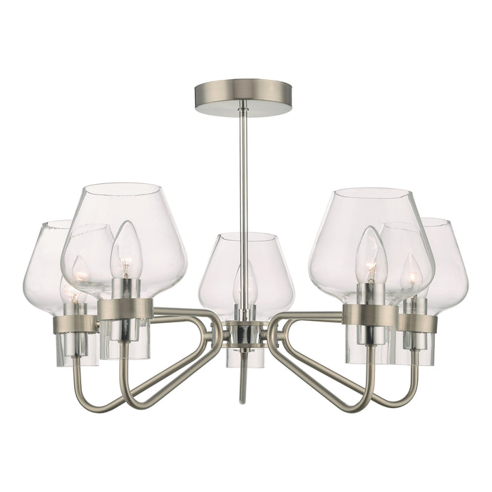 Dar Lighting KET5446 Keta 5 Light Semi Flush Satin Chrome & Polished Chrome - 35194