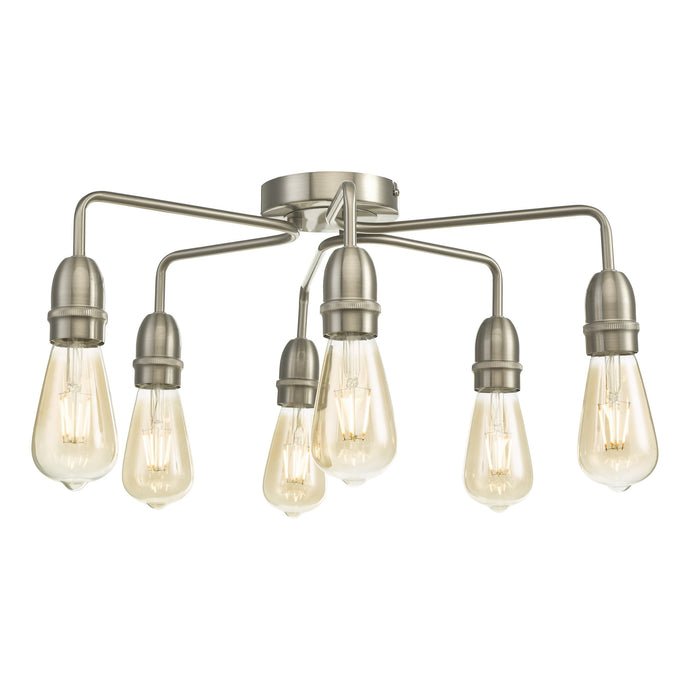 Dar Lighting KIE0646 Kiefer 6 Light Flush Satin Chrome - 37152