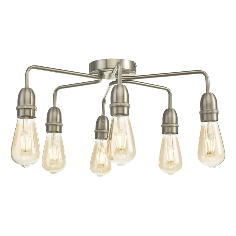 Load image into Gallery viewer, Dar Lighting KIE0646 Kiefer 6 Light Flush Satin Chrome - 37152
