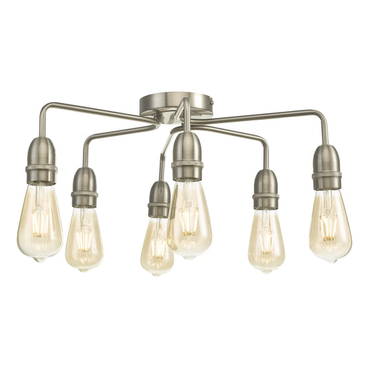Dar Lighting KIE0646 Kiefer 6 Light Flush Satin Chrome - 37152