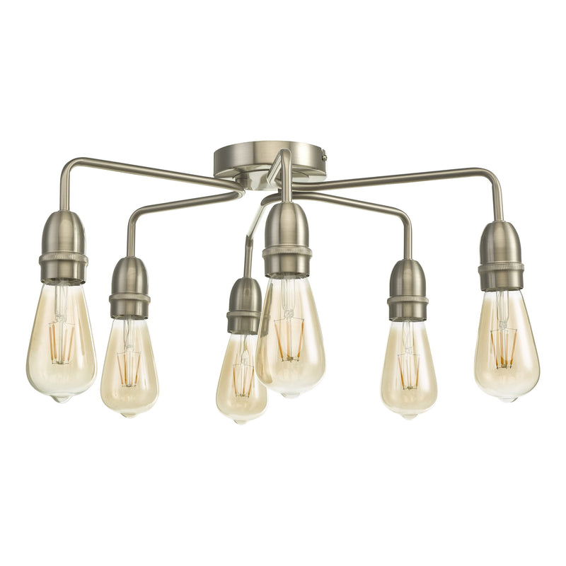 Load image into Gallery viewer, Dar Lighting KIE0646 Kiefer 6 Light Flush Satin Chrome - 37152

