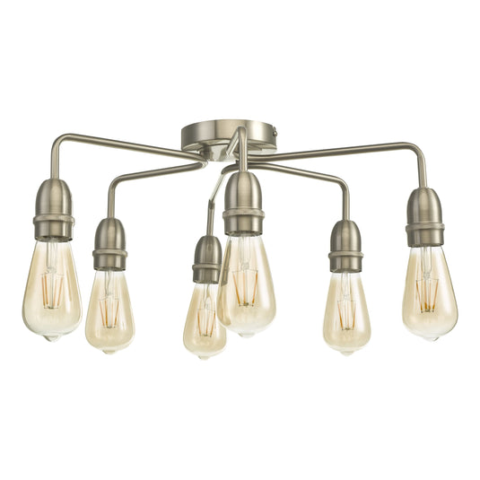 Dar Lighting KIE0646 Kiefer 6 Light Flush Satin Chrome - 37152