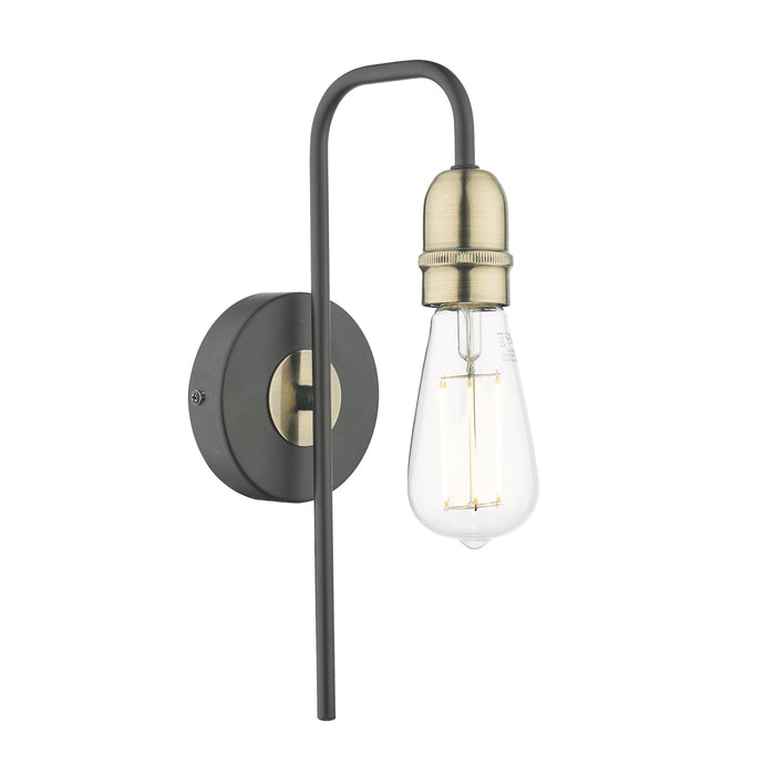 Dar Lighting KIE0722 Kiefer 1lt Wall Light Black & Antique Brass - 25527